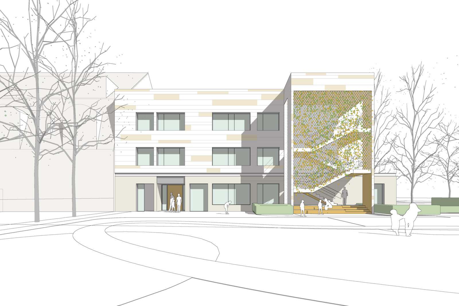 Neubau Kita Poetenweg, Leipzig - Hofperspektive frontal