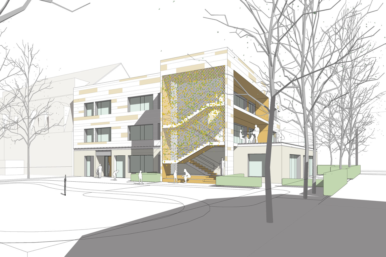 Neubau Kita Poetenweg, Leipzig - Gartenperspektive